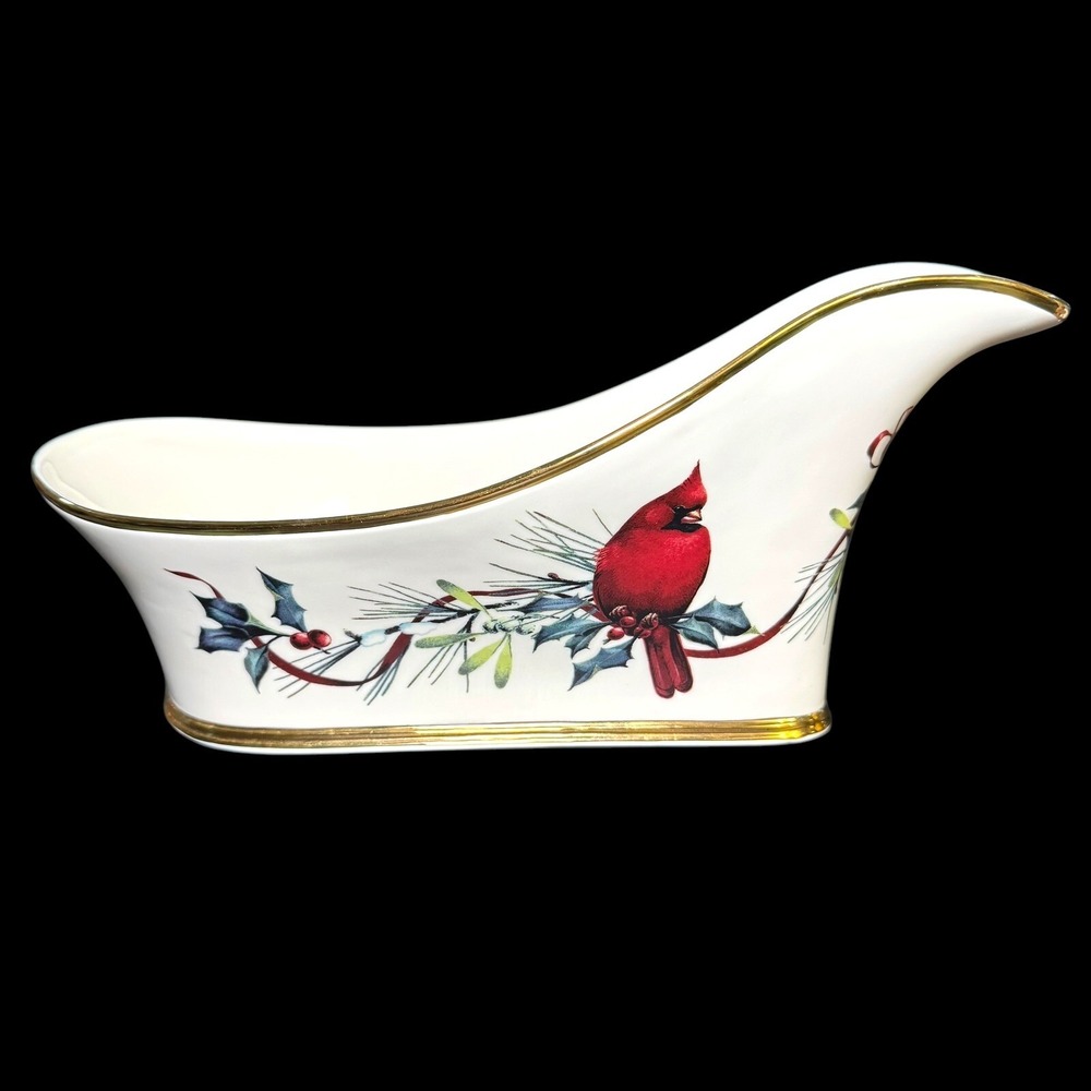 Lenox Winter Greetings Wine Caddy Red Cardinal Christmas